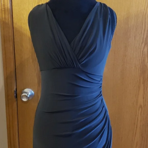 lauren ralph lauren black stretch gathered dress - Picture 1 of 6